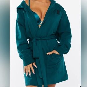 Savage X Fenty Teal Hooded Robe with Belt